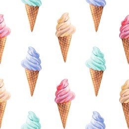 ice cream. watercolor background. seamless pattern 6