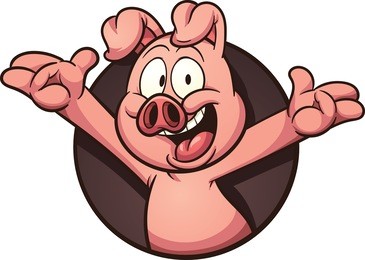 cartoon pig coming out of a hole. vector clip art illustration with simple gradients. all in a single layer. 
