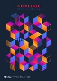 isometric poster design. polygons and patterns. a4 format vector template.