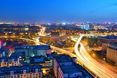 deshengmen arrow tower scenery at night,it used to be one of the city gates of old beijing.