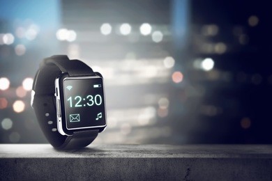 black smart watch. you can put your design on the screen