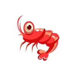 shrimp. cute vector illustration collection of sea life