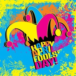 happy april fools day on a colorful grungy background