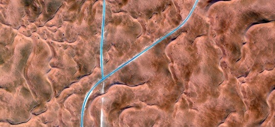imaginary roads, crossroads,  abstract photography of the deserts of africa from the air, bird's eye view, abstract expressionism, contemporary art, optical illusions, 
