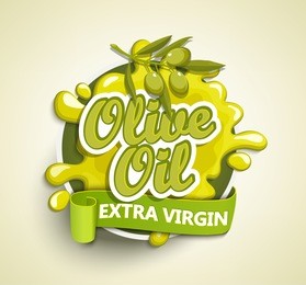 olive oil extra virgin label, badge or seal on the white background, vector illustration.