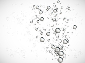 abstract water soap bubbles rising on clear background. 