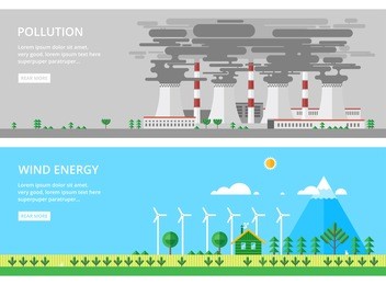 modern vector flat design conceptual ecological illustration. wind energy.