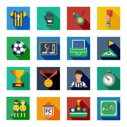 soccer  isolated colorful shadowed  icon set placed in square frames with various symbols of football vector illustration