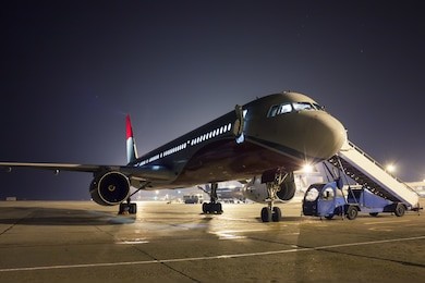 aircraft maintenance at night apron
