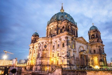 berlin cathedral at night, high dynamic range look