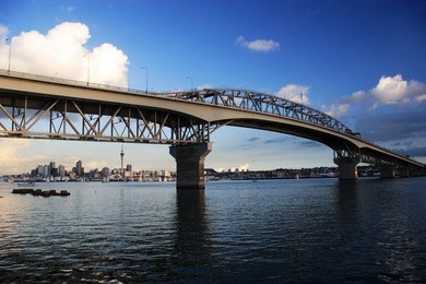 harbour bridge on a blue day, auckland, new zealand
