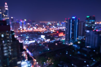 abstract urban night light bokeh defocused background