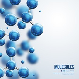 abstract molecules design. vector illustration. atoms. medical background for banner or flyer. molecular structure with blue spherical particles.