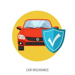 car insurance flat icon for web site, advertising with shield
