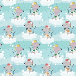 cute mouse taking a bath seamless pattern. cartoon vector illustration