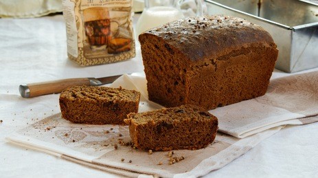 bread black, rye homemade with coriander