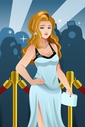 a vector illustration of fashionable woman going to a red carpet event