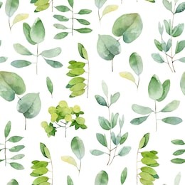 seamless herbal pattern with leaves. watercolor illustration