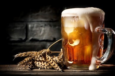 beer near brick wall