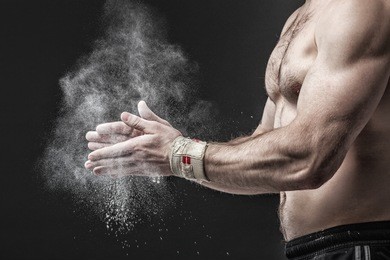 closeup of a muscular  man ready to workout. concept image.