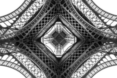 eiffel tower architecture detail, bottom view. unique angle
