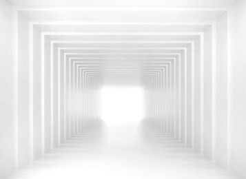 white tunnel with light background, 3d illustration. 