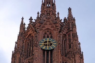closeup view of the saint bartholomew frankfurt cathedral in germany