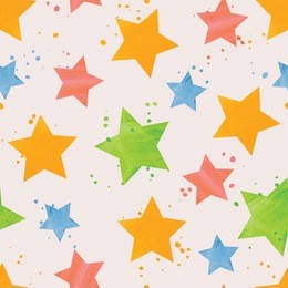vector seamless pattern with watercolor stars