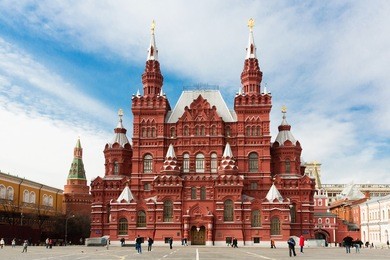 state historical museum on red square in moscow, russia