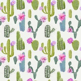 vector cactus background. seamless pattern. exotic plant. tropical.