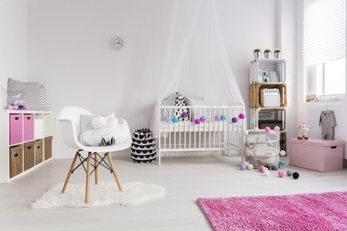 shot of a cosy nursery room for a girl