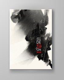 black abstract design. ink paint on brochure, monochrome element isolated on white. grunge banner paints. simple composition. liquid ink. background for banner, card, poster, identity,web design.
