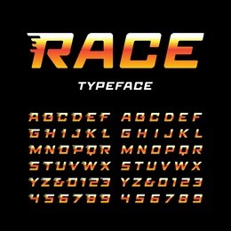 sport font. vector alphabet with tail effect letters and numbers.