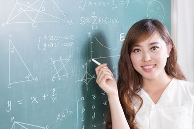 beautiful asian girl teacher teaching in class