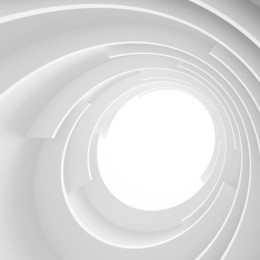 3d abstract architecture background. white circular building