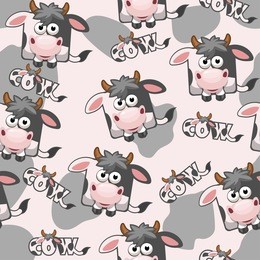 seamless pattern square cartoon cow. vector illustration.