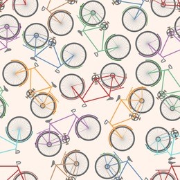 seamless texture with random colorful bicycles
