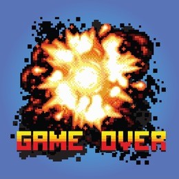 game over pixel art explosion game illustration