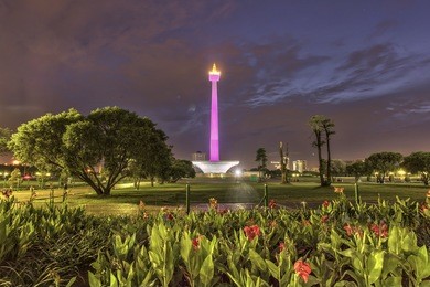 "monas" the national monument in jakarta city, indonesia