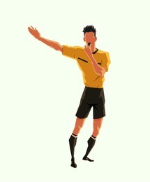 soccer referee signaled a penalty. vector illustration with sport character