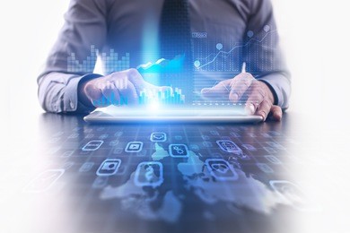 business concept. business using modern tablet pc. template for text.