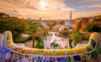 view of the city from park guell in barcelona