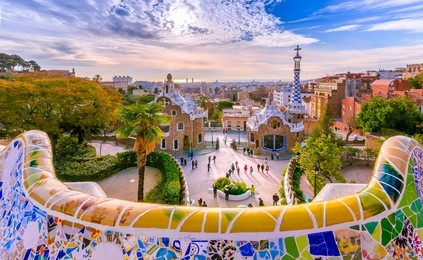 view of the city from park guell in barcelona