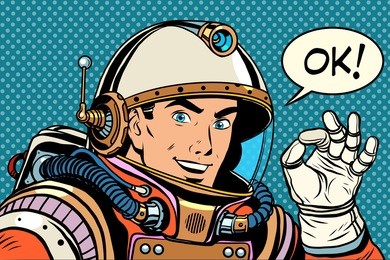 ok astronaut man okay gesture well