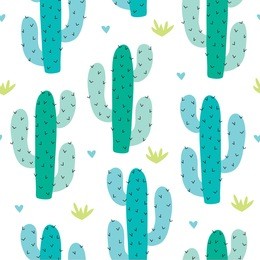 seamless cactus pattern vector illustration
