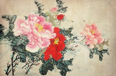 peony flowers.traditional chinese ink painting.