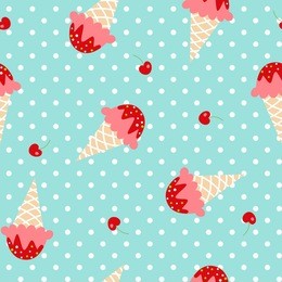 ice cream seamless pattern with polka dots