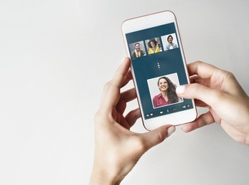 group friends video chat connection concept