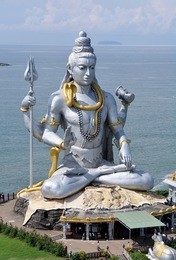 a large statue of shiva in the temple complex murdeshwara  