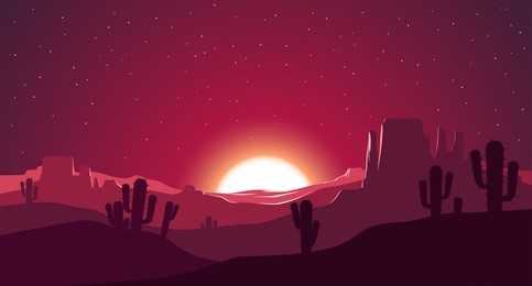 desert at sunset illustration